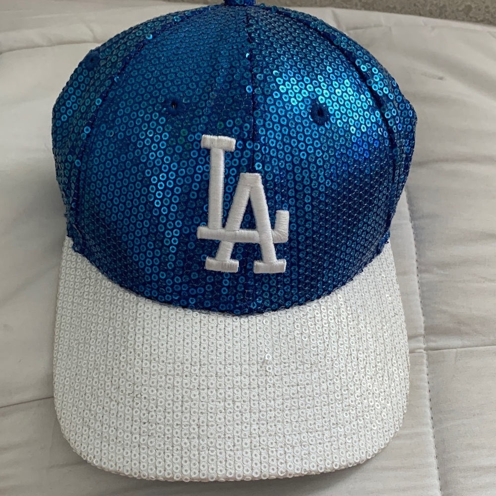 PINK Victoria's Secret Blue and White Sequin  Hat